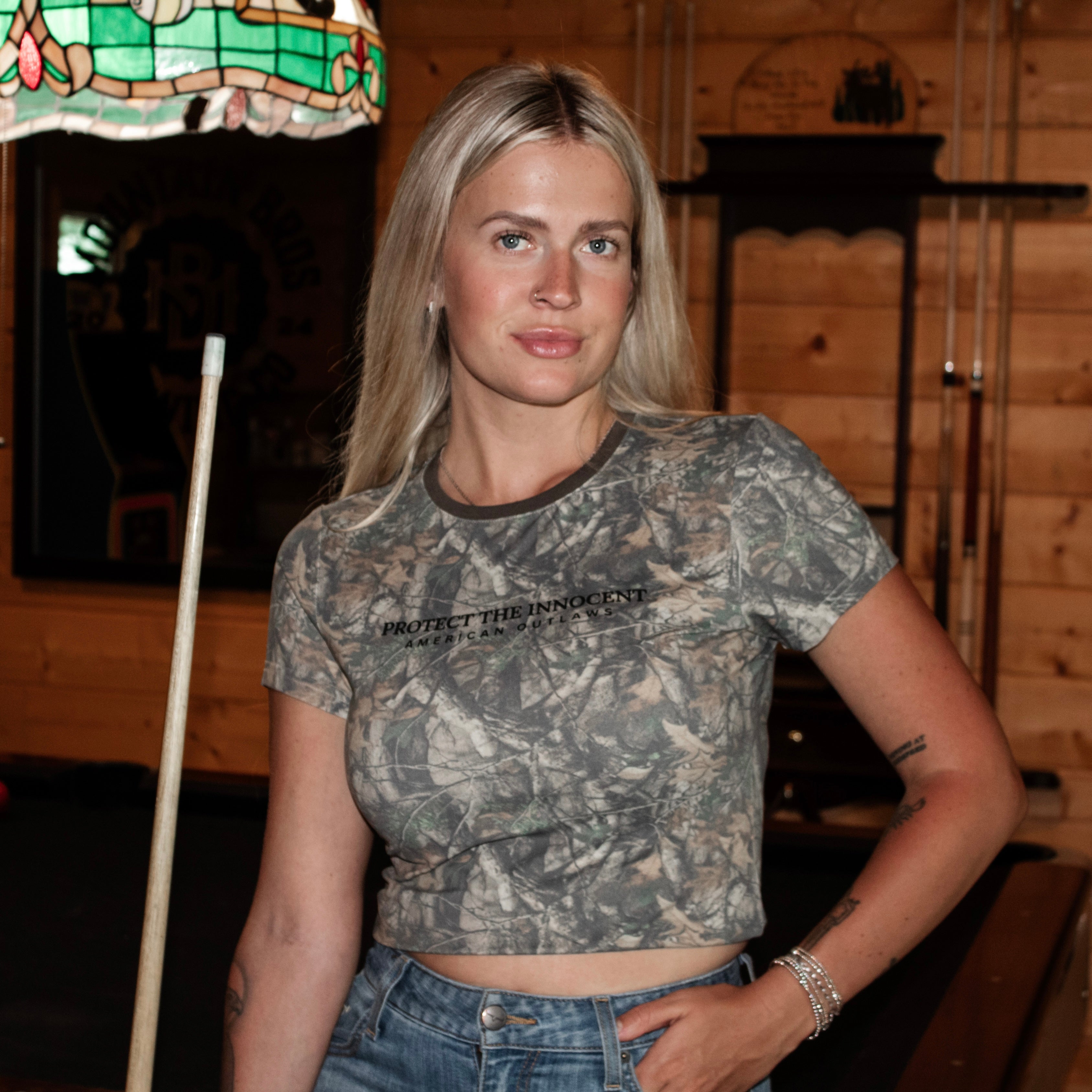 Protect The Innocent Camo Baby Tee | Camouflage Crop Top