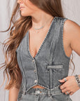 Straight Cropped Denim Vest