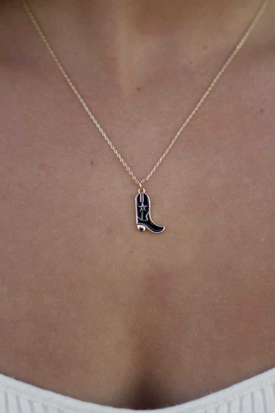 Black Boot Charm Necklace