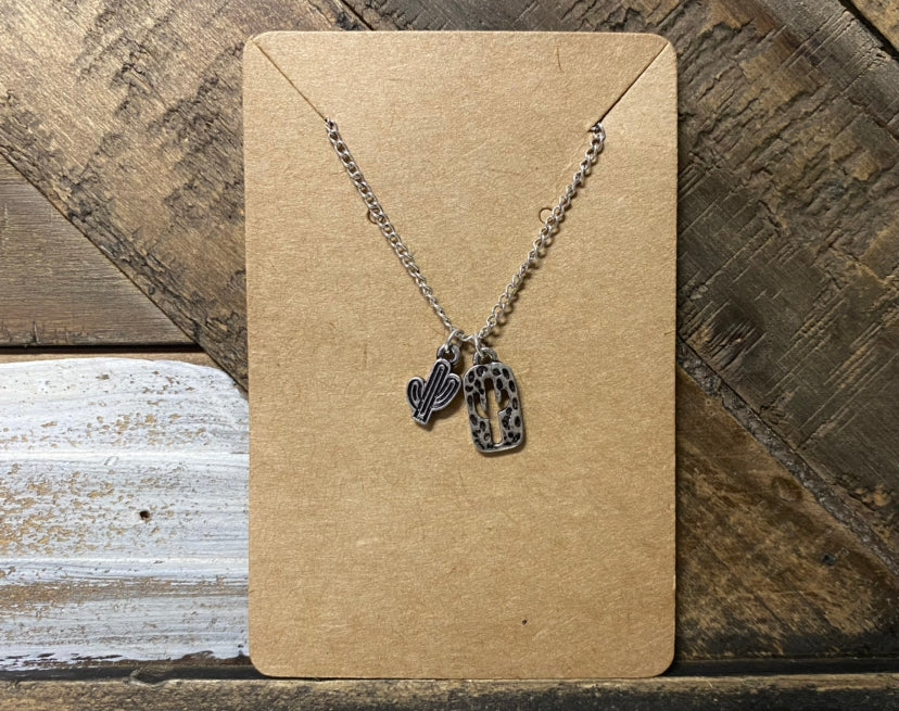 Double Cactus Charm Necklace